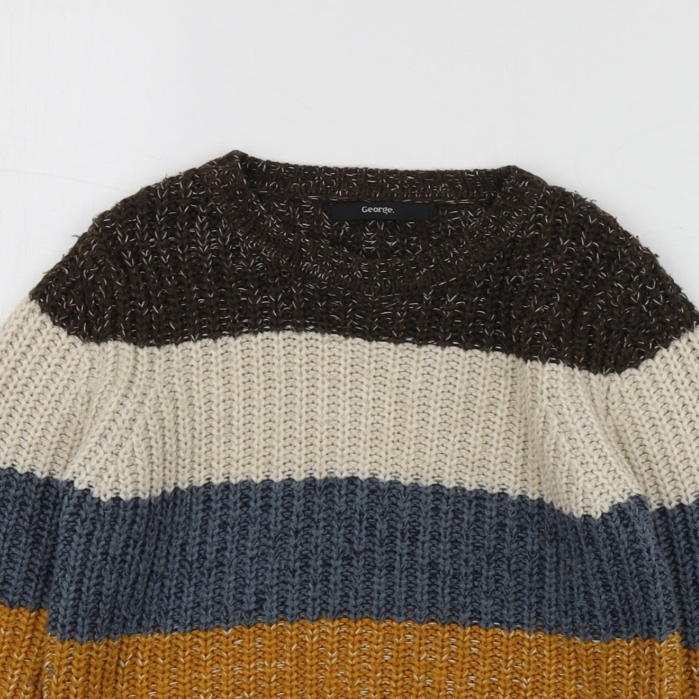George Boys Multicoloured Round Neck Striped Acrylic Pullover Jumper Size 3-4 Years