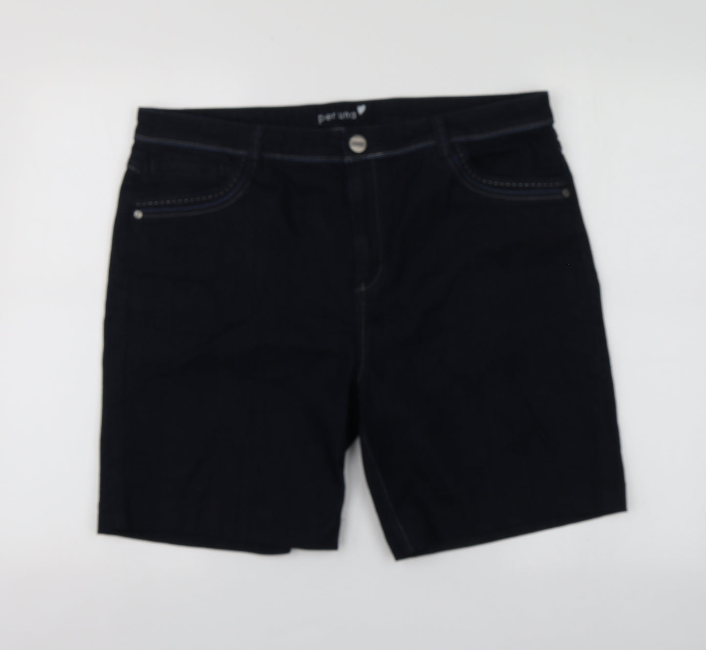 Per Una Womens Blue  Cotton Chino Shorts Size 18  Regular