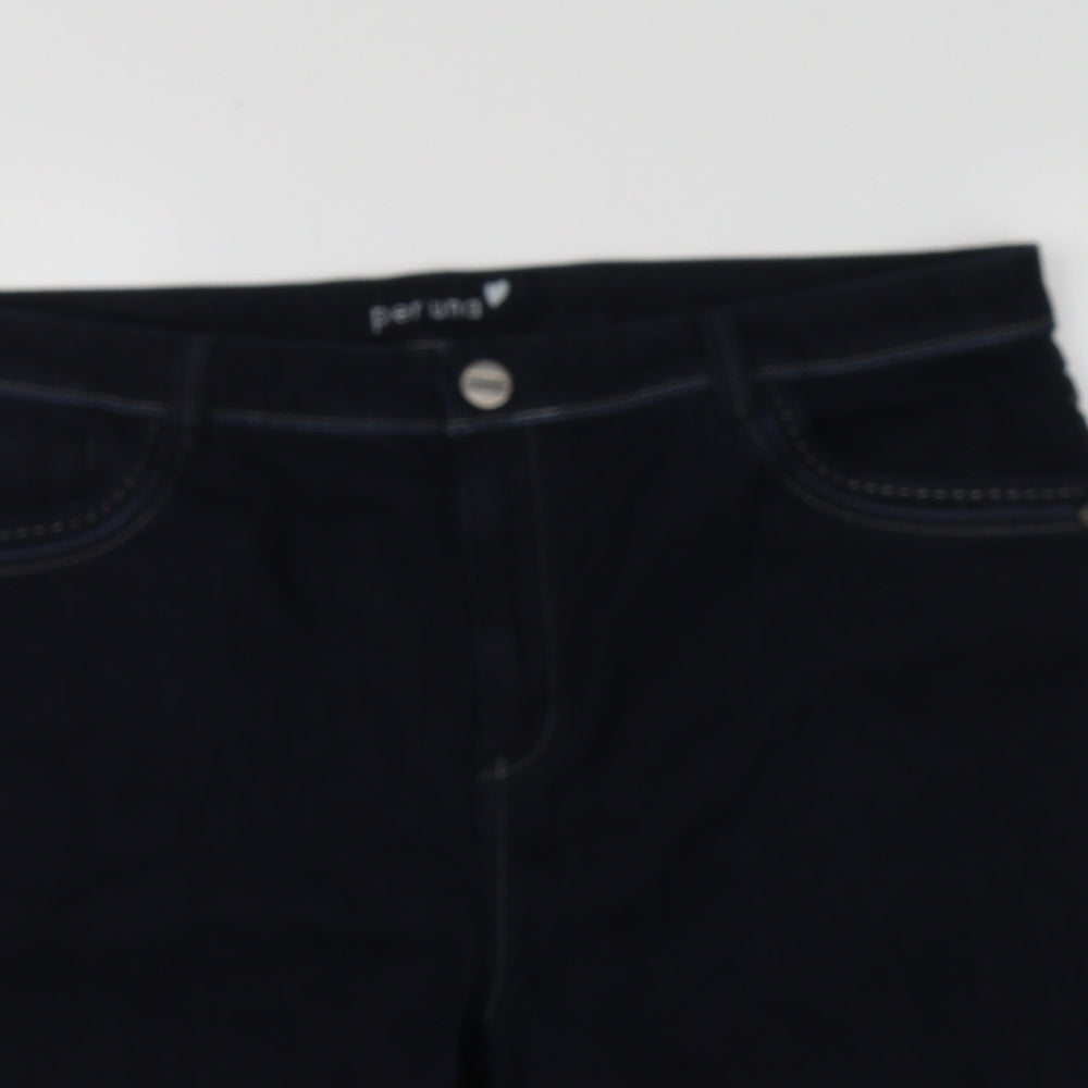 Per Una Womens Blue  Cotton Chino Shorts Size 18  Regular