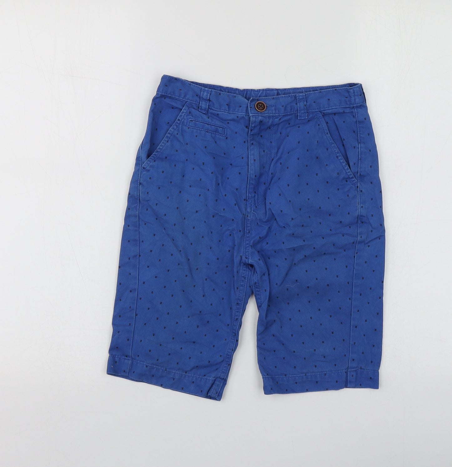 George Boys Blue Geometric Cotton Cargo Shorts Size 8-9 Years  Regular
