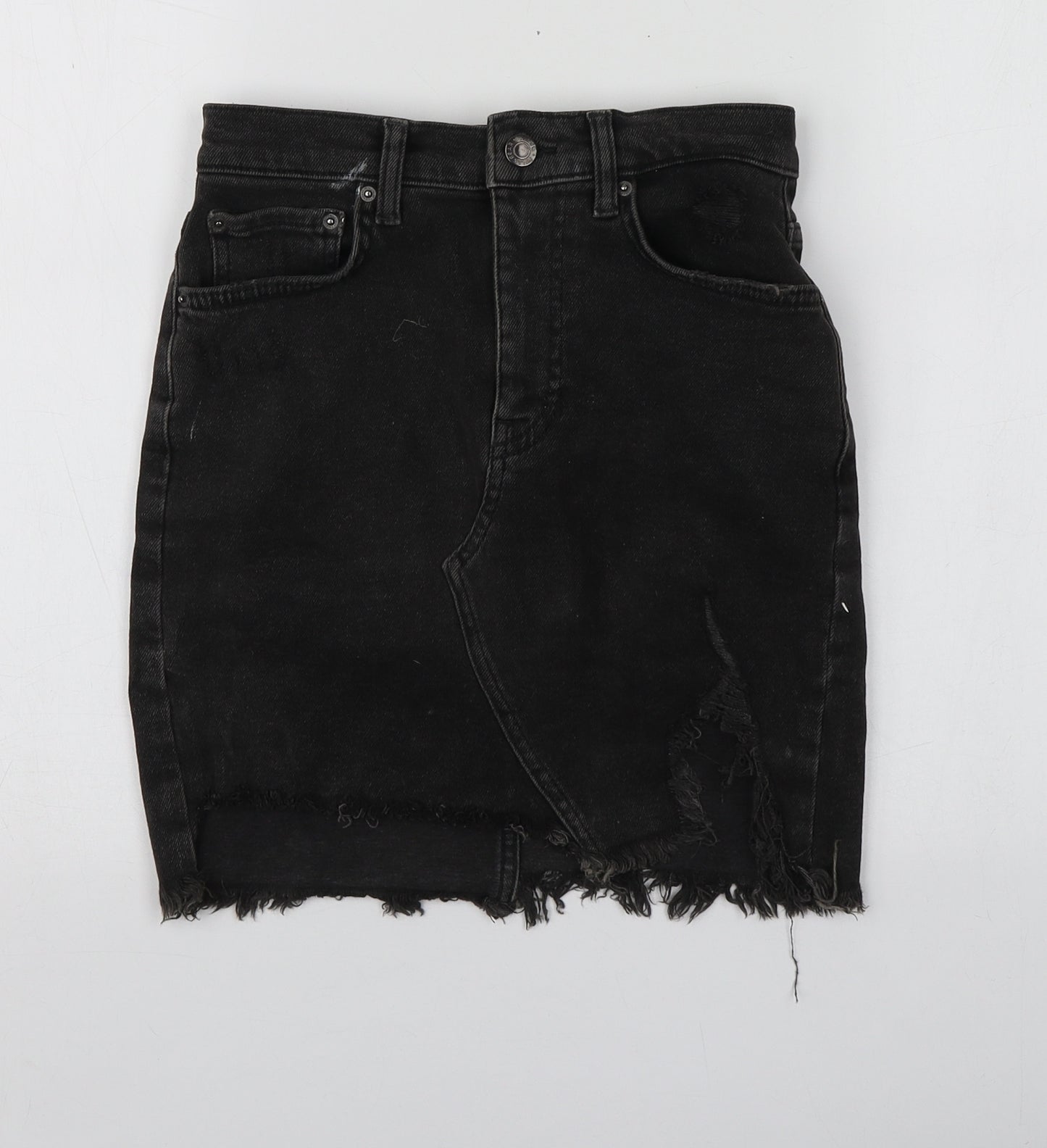 Pull&Bear Womens Grey  Cotton Mini Skirt Size S