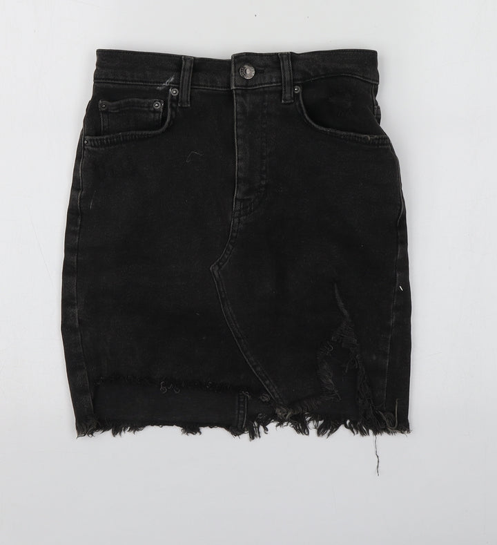 Pull&Bear Womens Grey Cotton Mini Skirt Size S