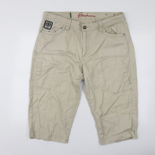 Bauhaus Mens Beige  Cotton Cargo Shorts Size 38  Regular