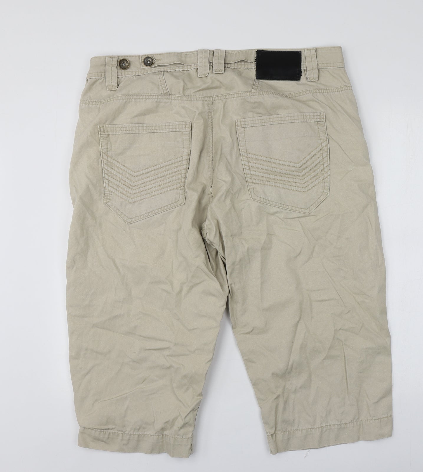 Bauhaus Mens Beige  Cotton Cargo Shorts Size 38  Regular