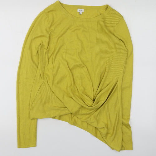 River Island Womens Yellow Round Neck  Polyester Pullover Jumper Size 12
