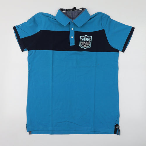 Plaza Italia Mens Blue  Cotton  Polo Size XL Collared  - Gentleman Club