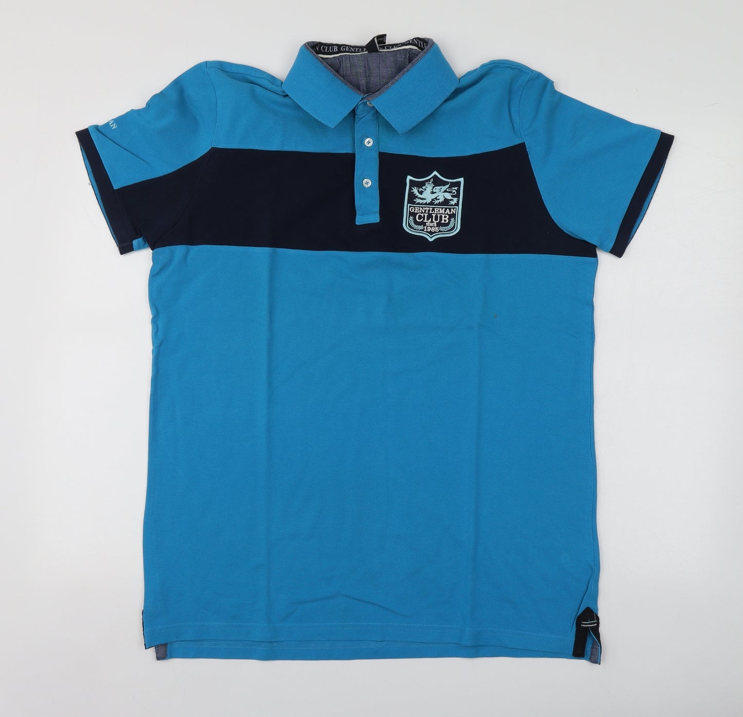 Plaza Italia Mens Blue  Cotton  Polo Size XL Collared  - Gentleman Club