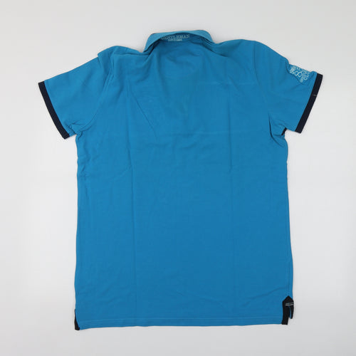 Plaza Italia Mens Blue  Cotton  Polo Size XL Collared  - Gentleman Club