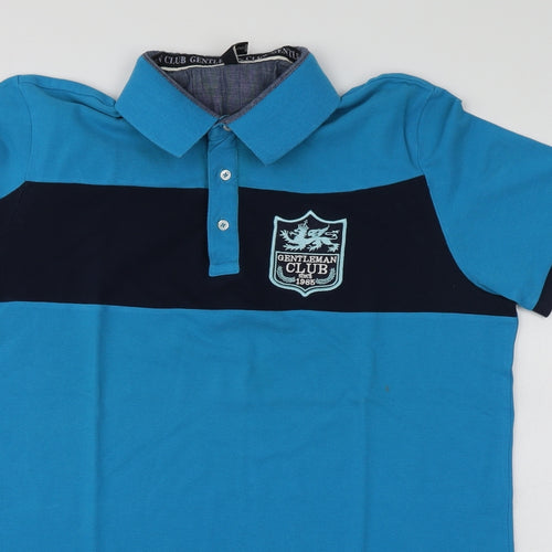 Plaza Italia Mens Blue  Cotton  Polo Size XL Collared  - Gentleman Club