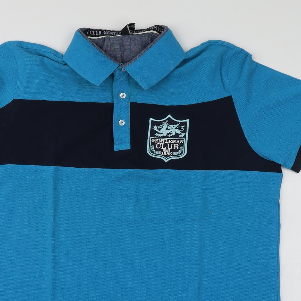 Plaza Italia Mens Blue  Cotton  Polo Size XL Collared  - Gentleman Club