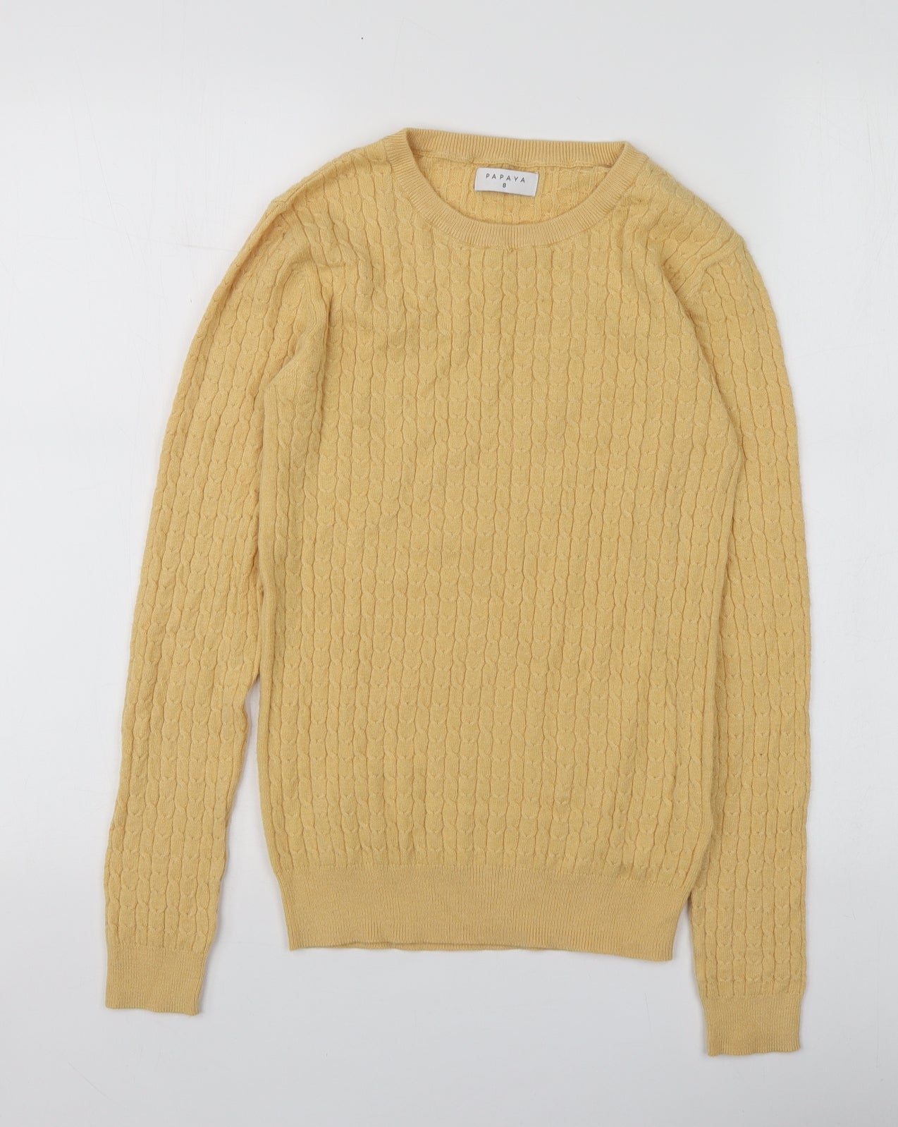 Papaya Womens Yellow Round Neck  Viscose Pullover Jumper Size 8