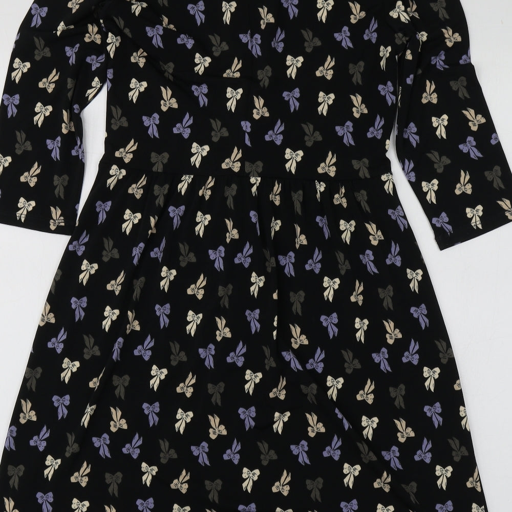 NEXT Womens Black Geometric Polyester Trapeze & Swing  Size 14  V-Neck