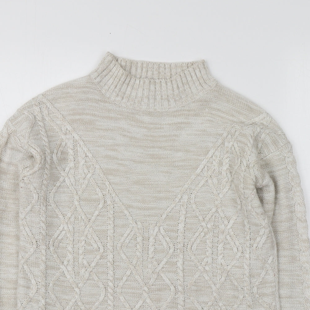 Papaya Womens Beige Round Neck  Acrylic Pullover Jumper Size S