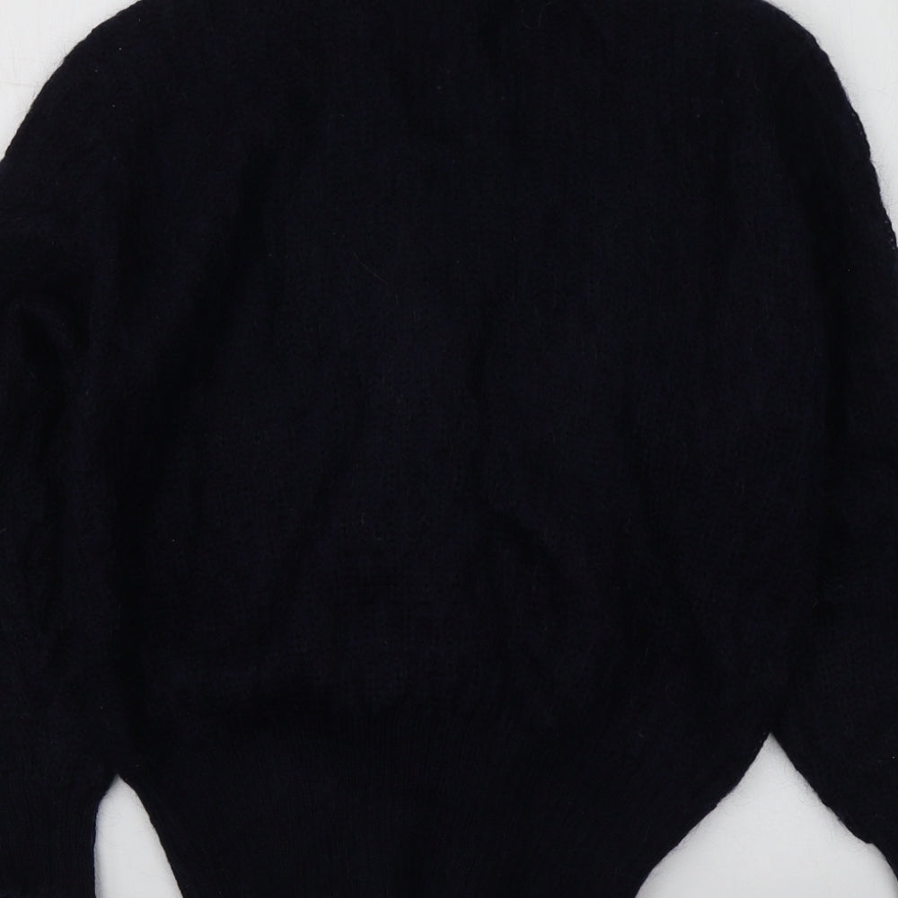 St Michael Womens Blue V-Neck  Mohair Cardigan Jumper Size 14