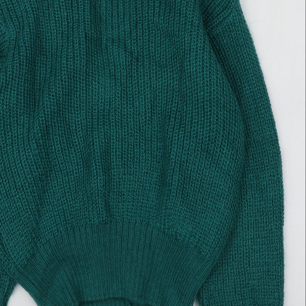 St Michael Womens Green V-Neck  Mohair Pullover Jumper Size 12