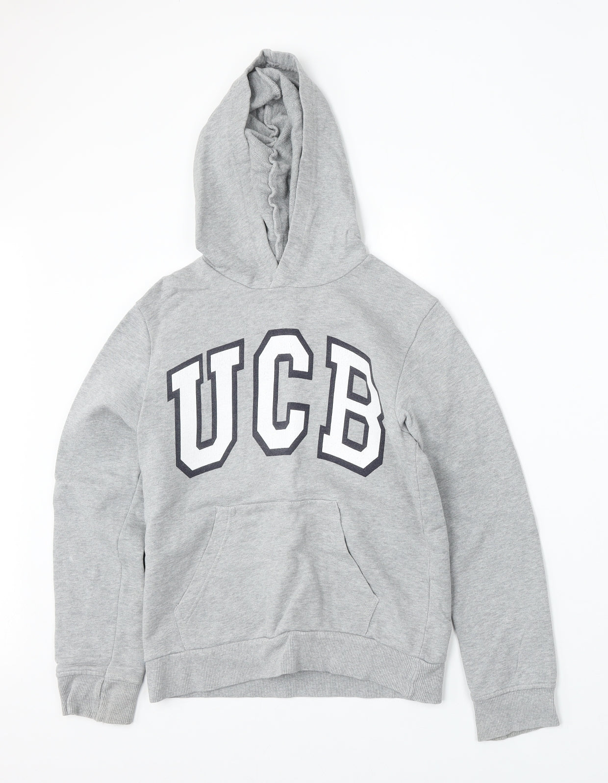 United Colors of Benetton Boys Grey  Cotton Pullover Hoodie Size 10-11 Years