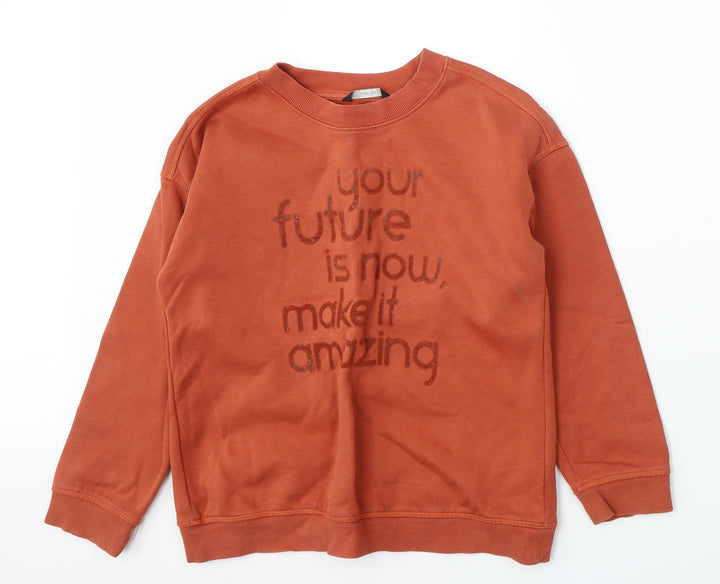 George Girls Orange  Cotton Pullover Hoodie Size 10 Years