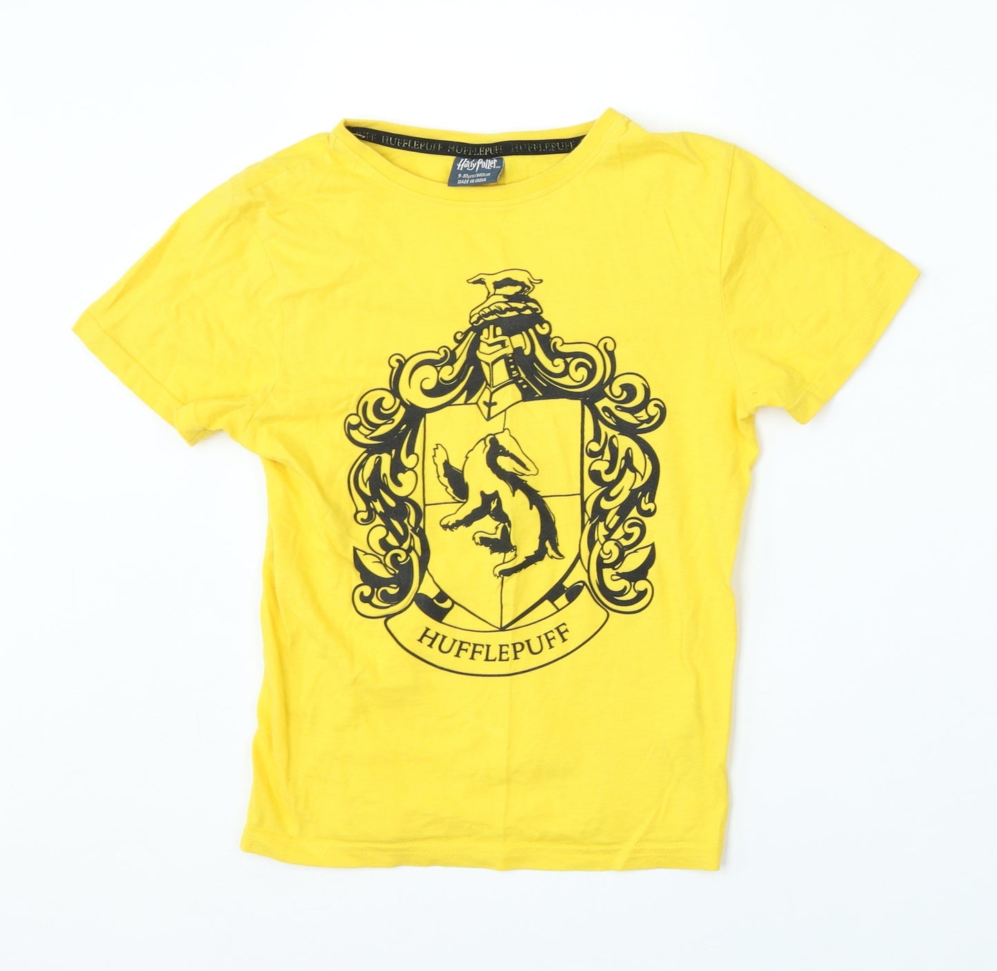 Primark Boys Yellow  Cotton Basic T-Shirt Size 9-10 Years Round Neck  - harry potter