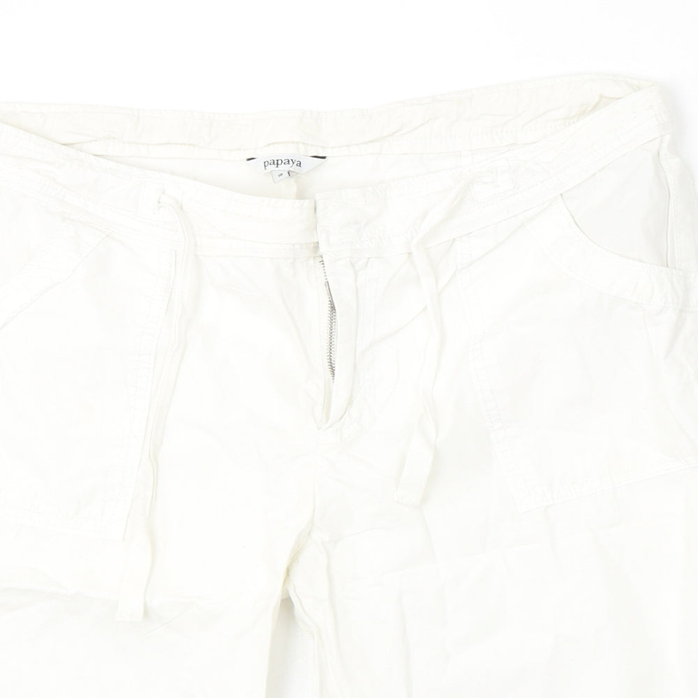 Papaya Womens White  Cotton Cargo Shorts Size 16 L13 in Regular