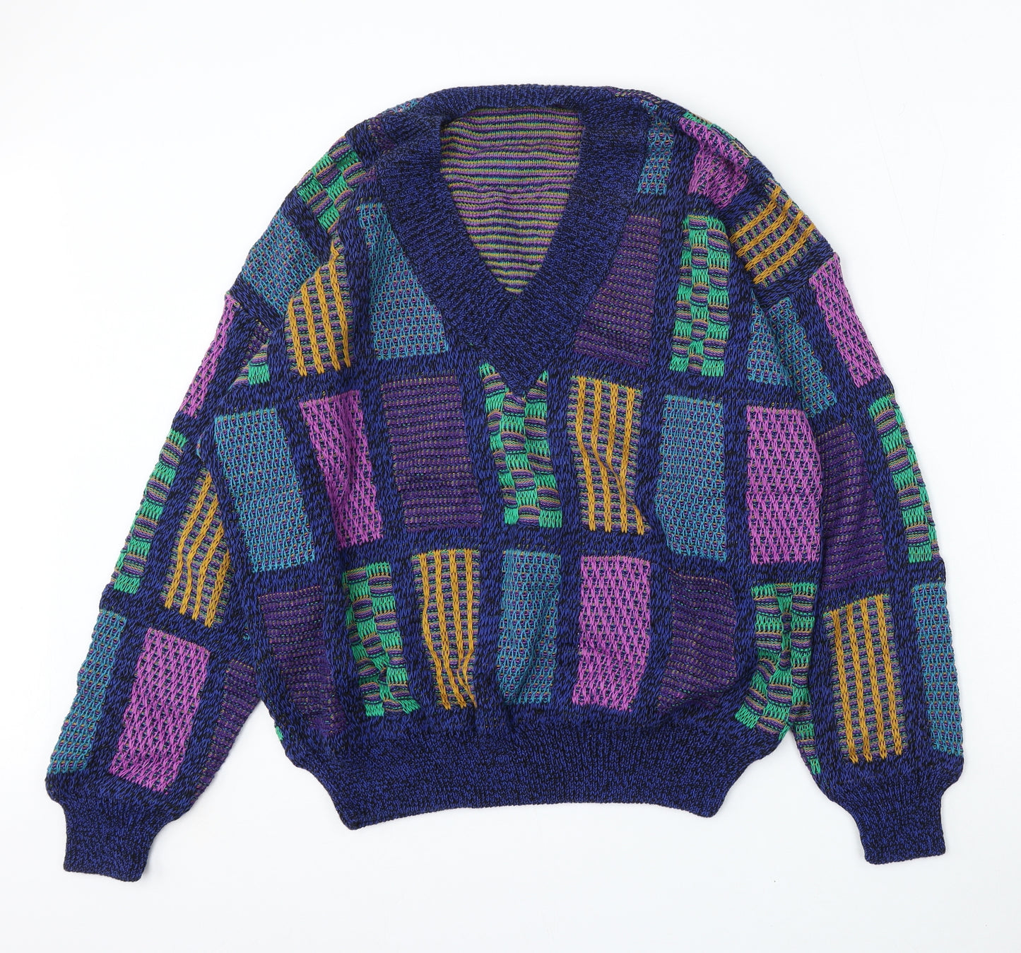 Nanibon Mens Blue V-Neck  Cotton Pullover Jumper Size XL