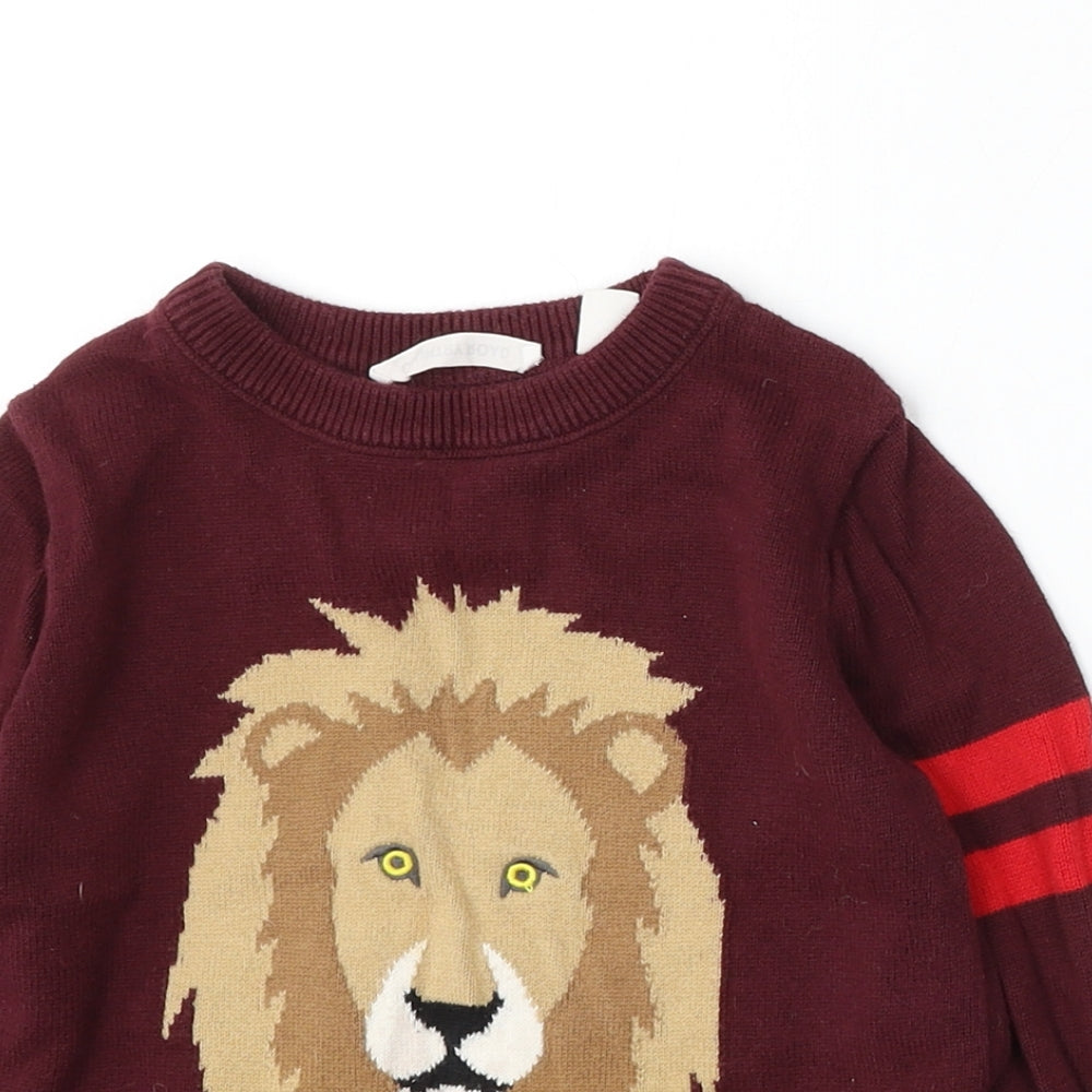 Country Road Boys Red Round Neck  Cotton Pullover Jumper Size 4 Years