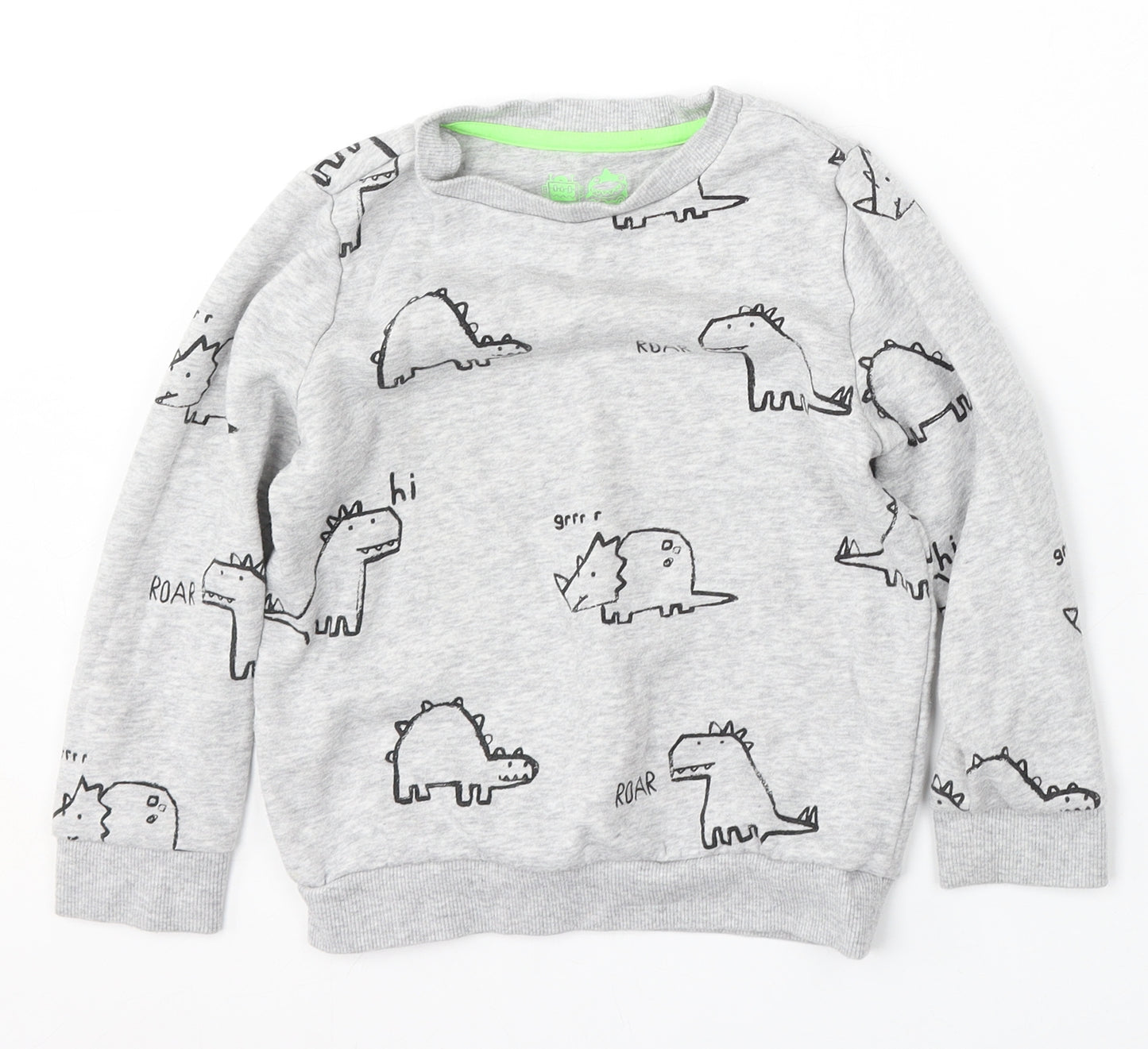F&F Girls Grey Geometric Cotton Pullover Sweatshirt Size 6-7 Years