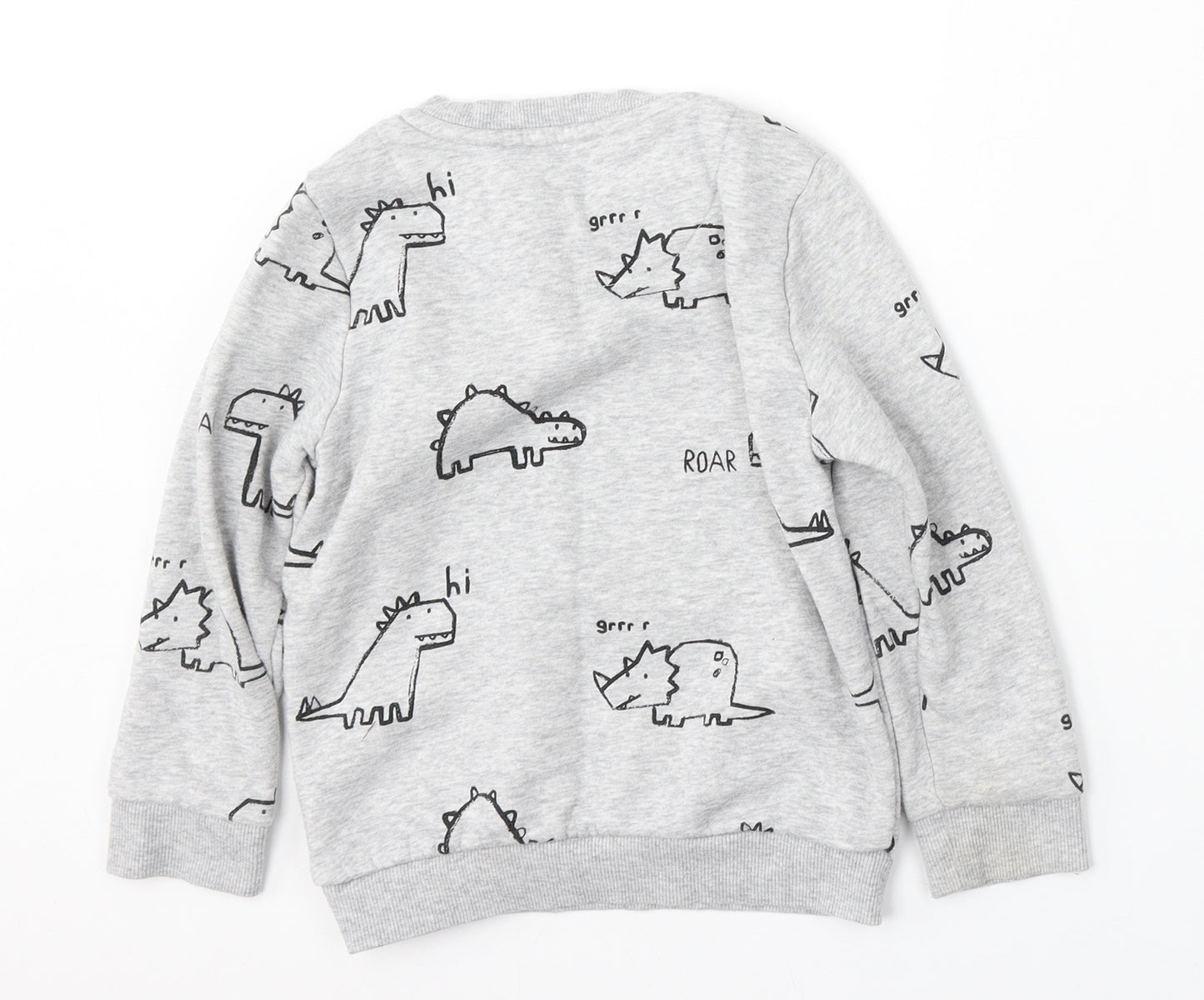 F&F Girls Grey Geometric Cotton Pullover Sweatshirt Size 6-7 Years