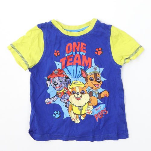 Nickelodeon Boys Blue  Cotton Basic T-Shirt Size 2-3 Years Round Neck  - Paw Patrol