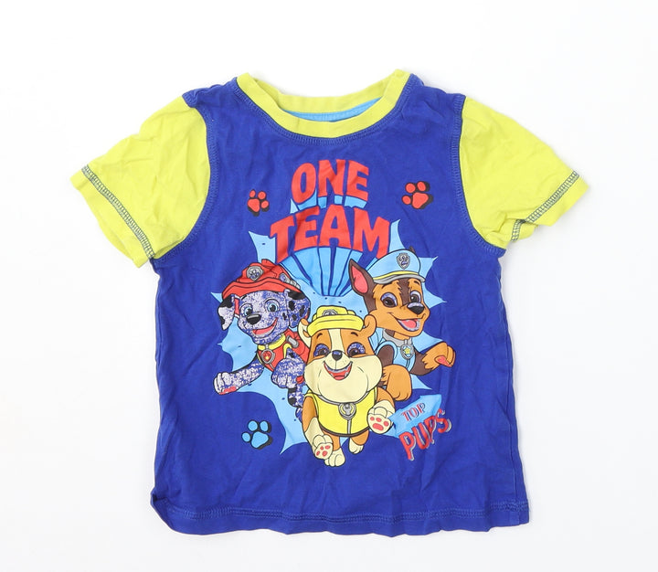Nickelodeon Boys Blue  Cotton Basic T-Shirt Size 2-3 Years Round Neck  - Paw Patrol