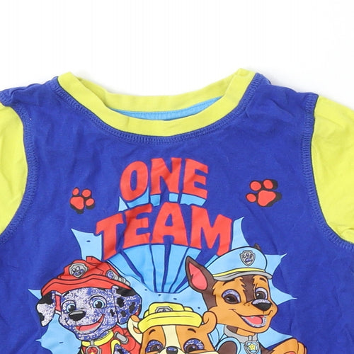 Nickelodeon Boys Blue  Cotton Basic T-Shirt Size 2-3 Years Round Neck  - Paw Patrol