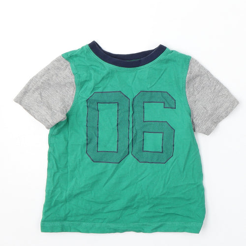 George Boys Green  Cotton Basic T-Shirt Size 3-4 Years Round Neck