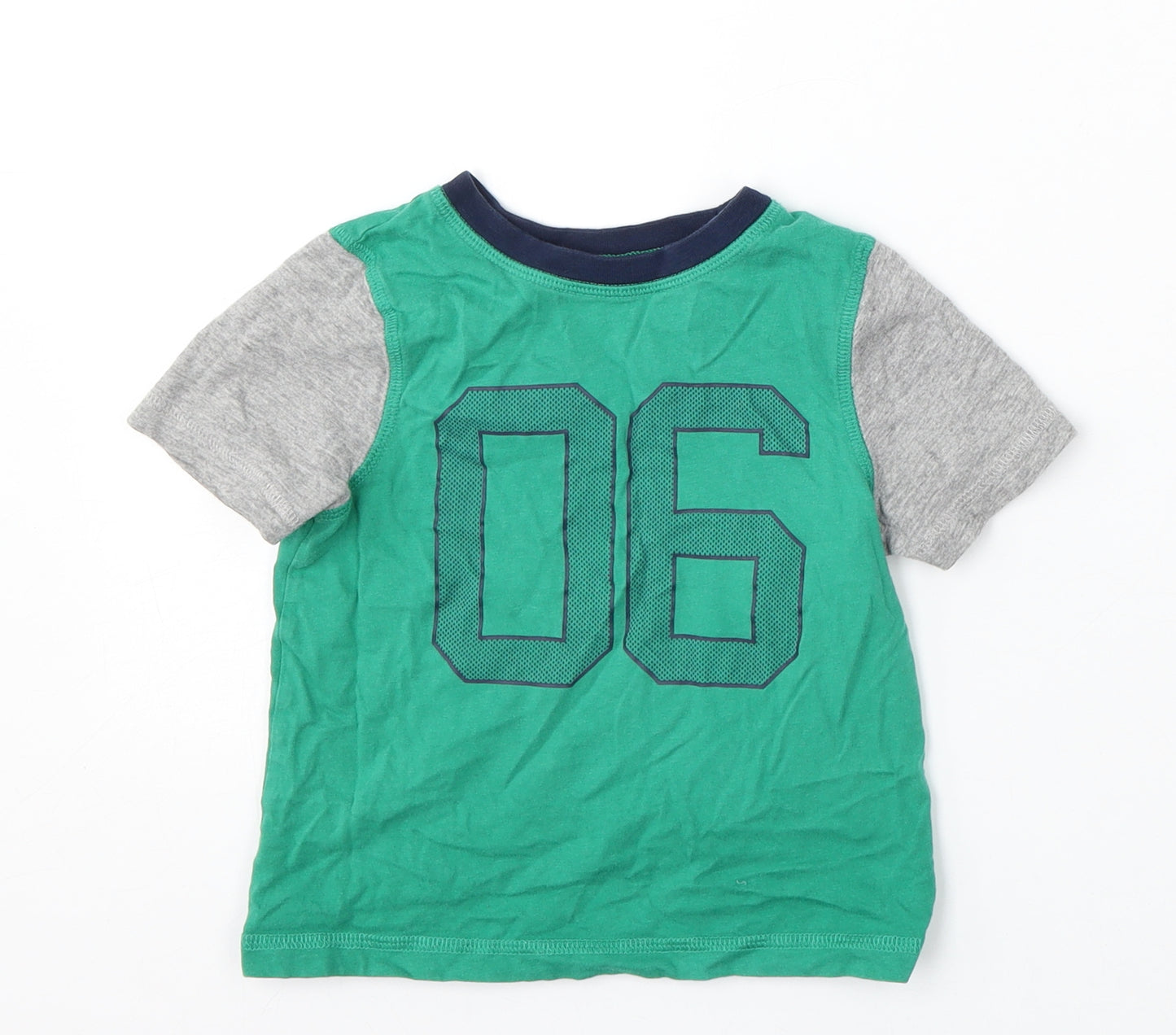 George Boys Green  Cotton Basic T-Shirt Size 3-4 Years Round Neck
