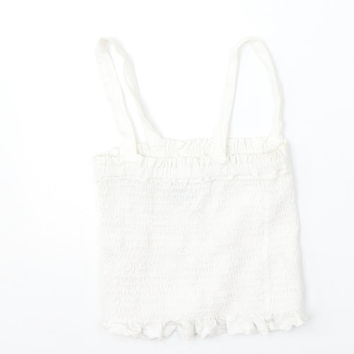 Primark Womens White  Cotton Camisole Tank Size 2XS Square Neck