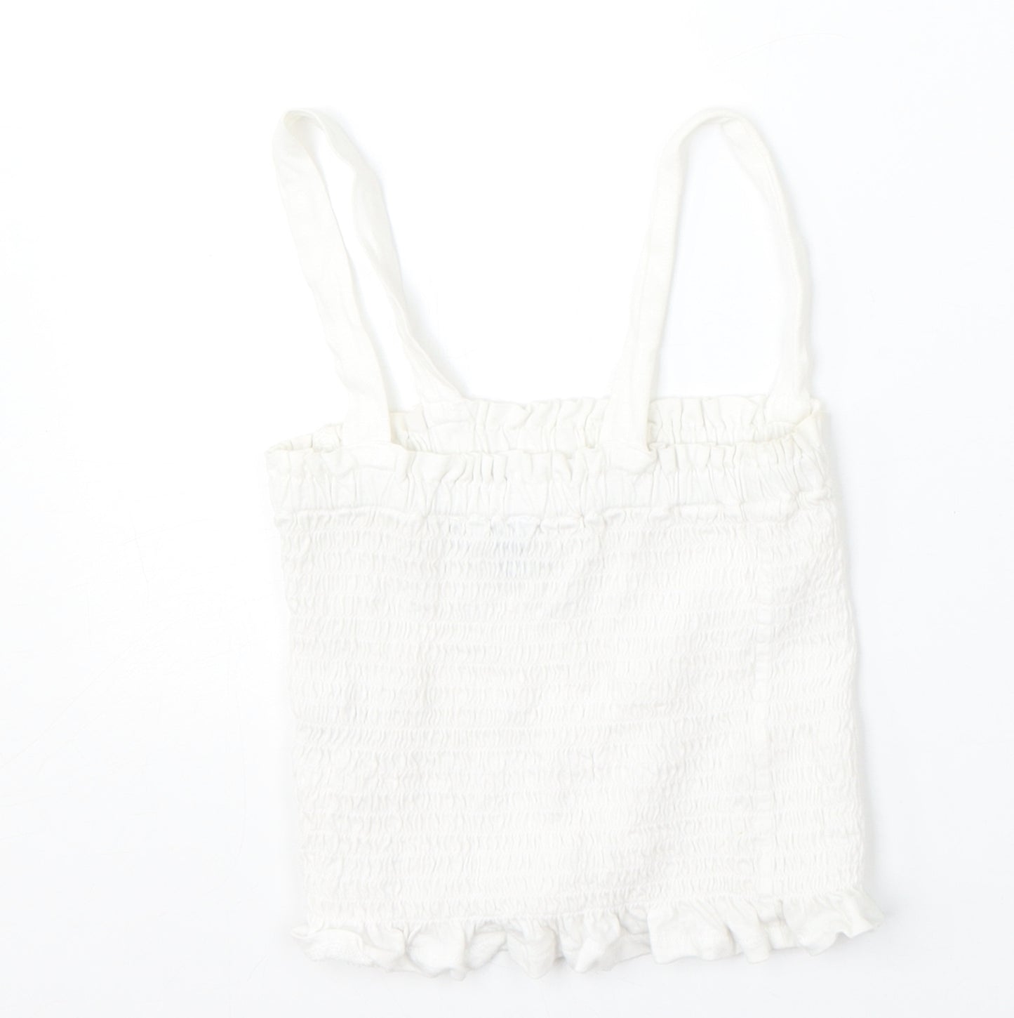 Primark Womens White  Cotton Camisole Tank Size 2XS Square Neck