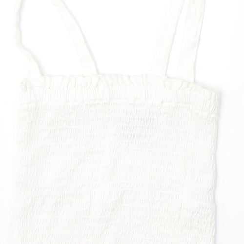 Primark Womens White  Cotton Camisole Tank Size 2XS Square Neck