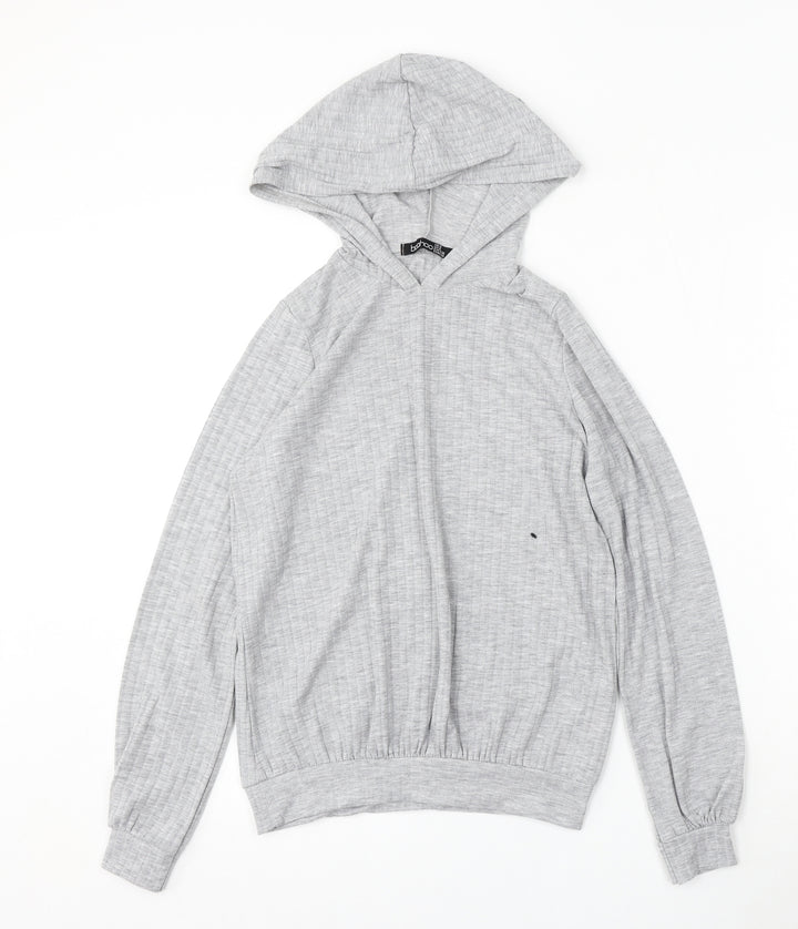 Boohoo Womens Grey Polyester Pullover Hoodie Size 8