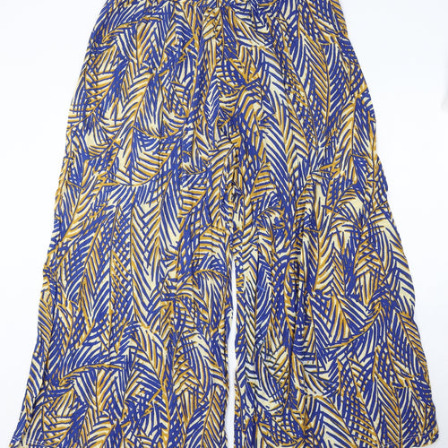 River Island Womens Blue Floral Viscose Trousers  Size 14 L29 in Regular