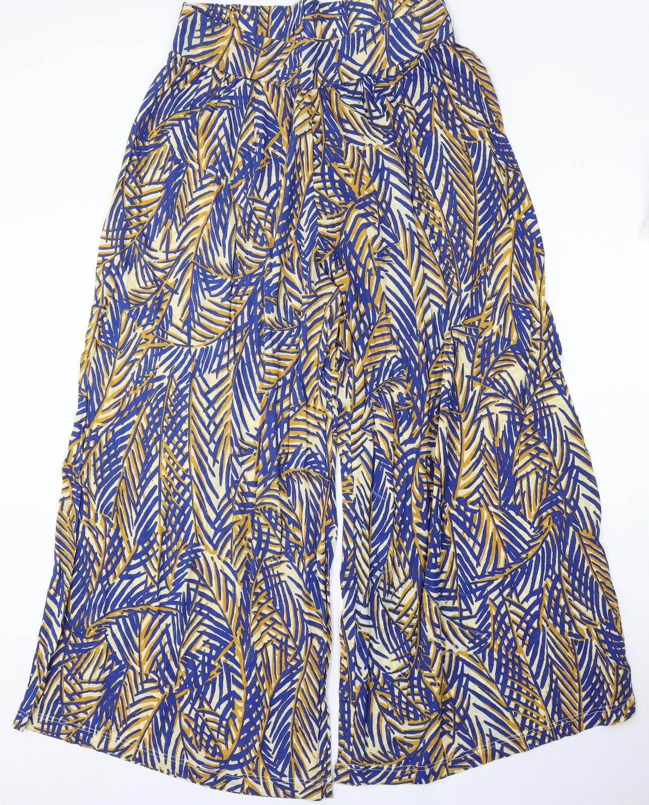 River Island Womens Blue Floral Viscose Trousers  Size 14 L29 in Regular