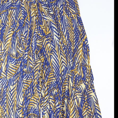 River Island Womens Blue Floral Viscose Trousers  Size 14 L29 in Regular