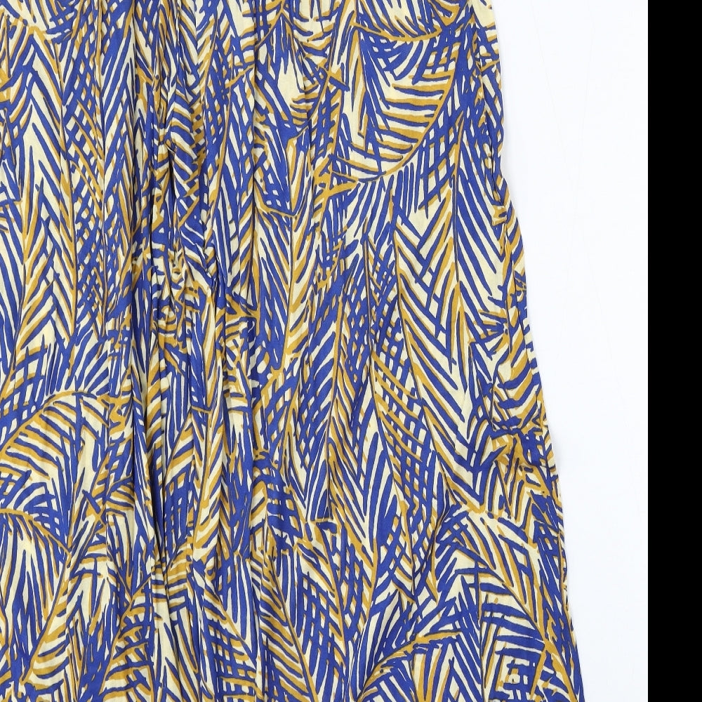 River Island Womens Blue Floral Viscose Trousers  Size 14 L29 in Regular