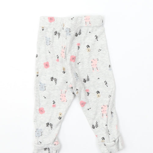 F&F Baby Baby Grey Geometric Cotton Jogger Trousers Size 3-6 Months