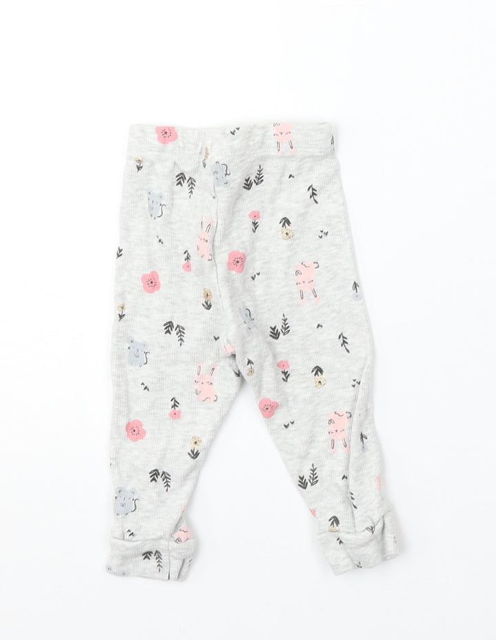 F&F Baby Baby Grey Geometric Cotton Jogger Trousers Size 3-6 Months