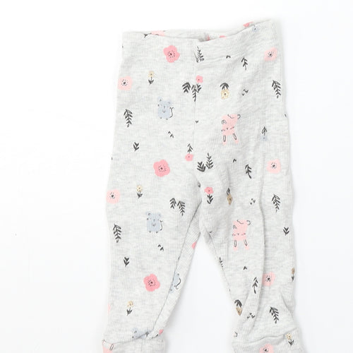 F&F Baby Baby Grey Geometric Cotton Jogger Trousers Size 3-6 Months