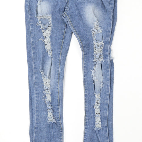 Preworn Womens Blue  Cotton Skinny Jeans Size S L29 in Regular Button