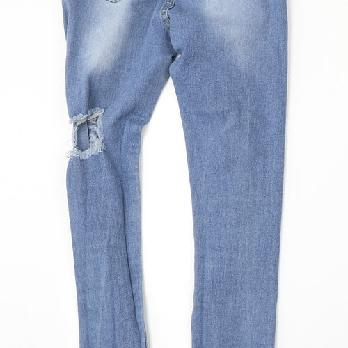 Preworn Womens Blue  Cotton Skinny Jeans Size S L29 in Regular Button