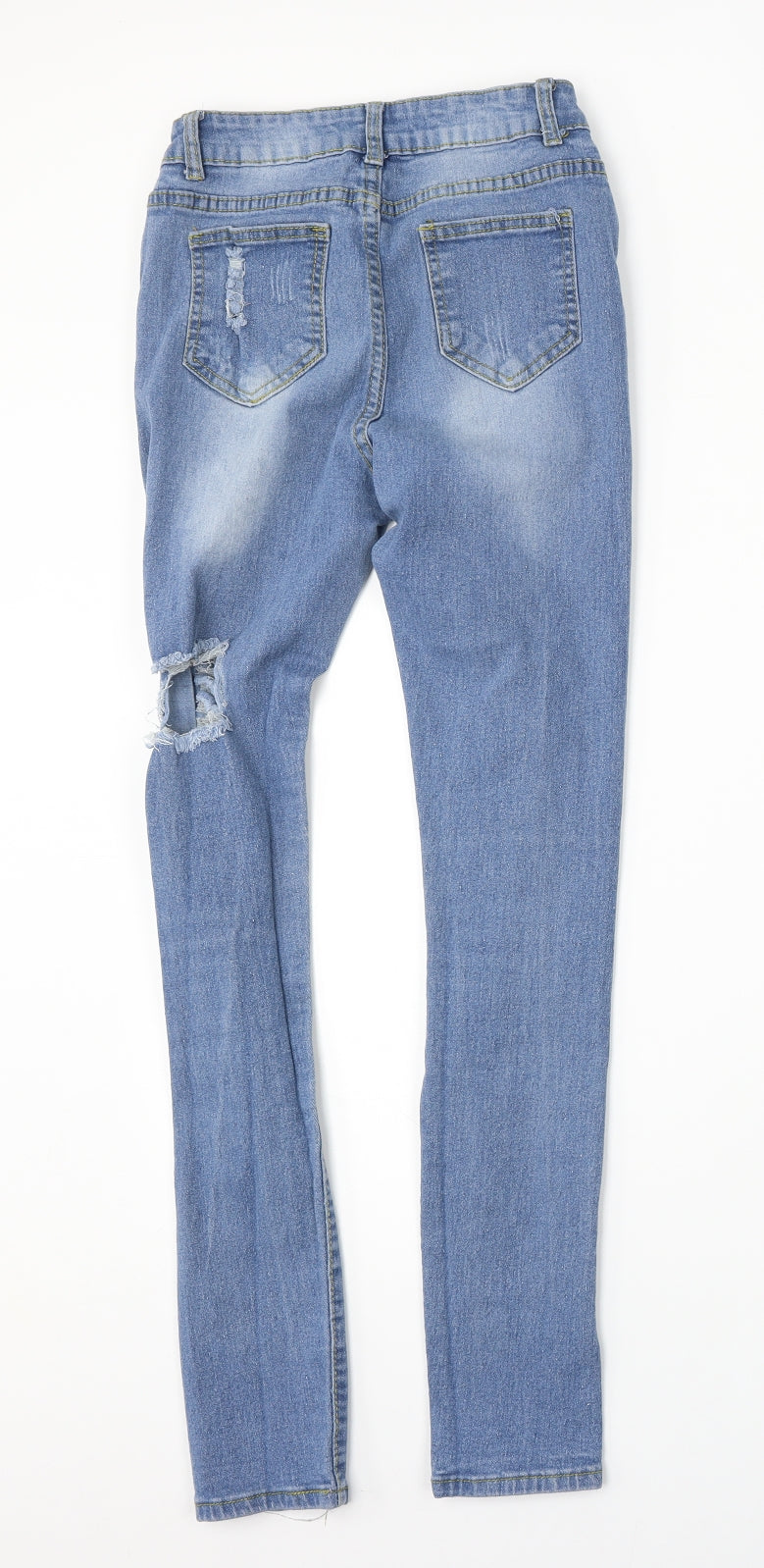 Preworn Womens Blue  Cotton Skinny Jeans Size S L29 in Regular Button