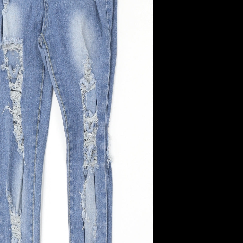 Preworn Womens Blue  Cotton Skinny Jeans Size S L29 in Regular Button