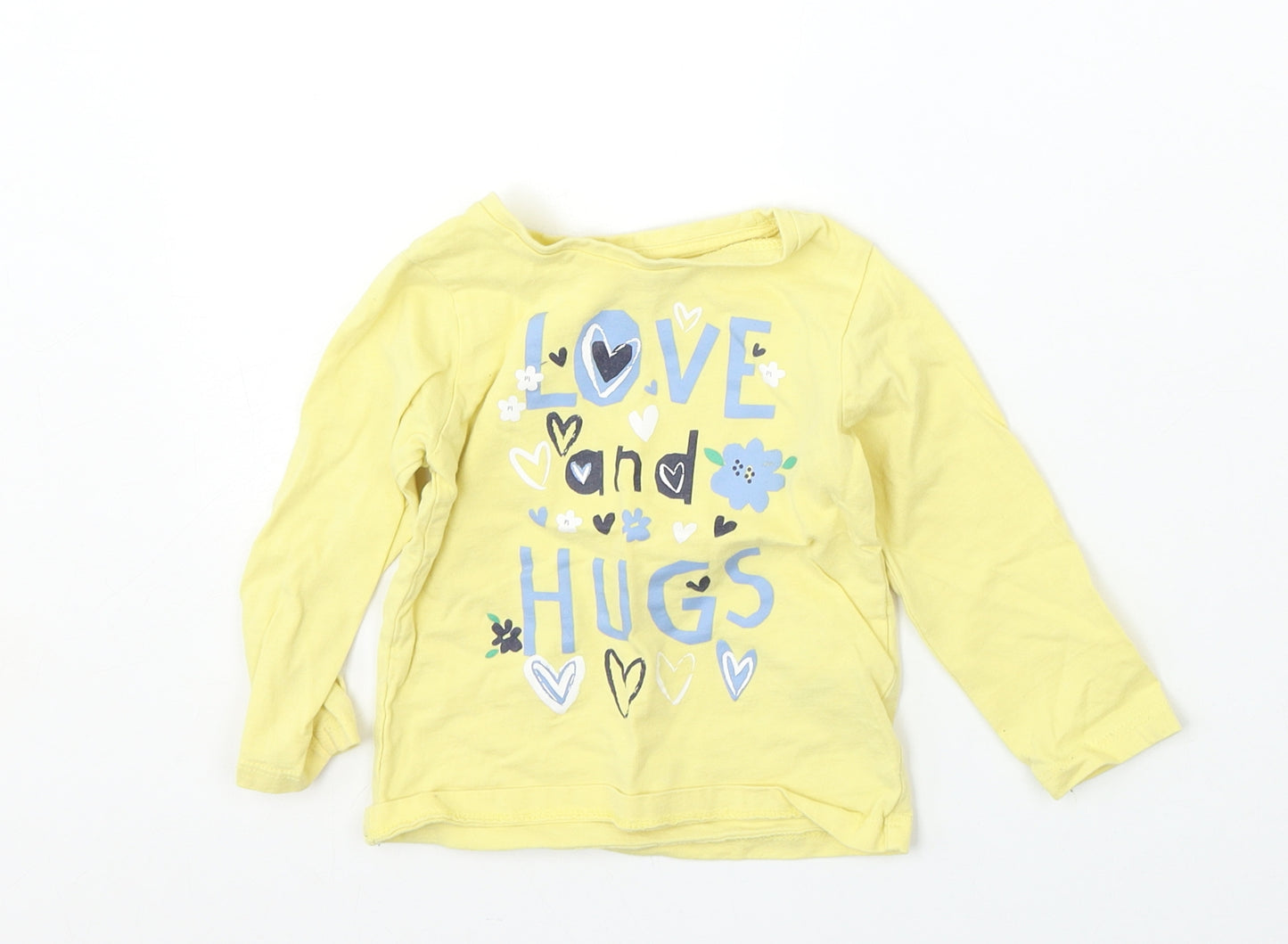 Nutmeg Girls Yellow  Cotton Basic T-Shirt Size 12 Months Round Neck