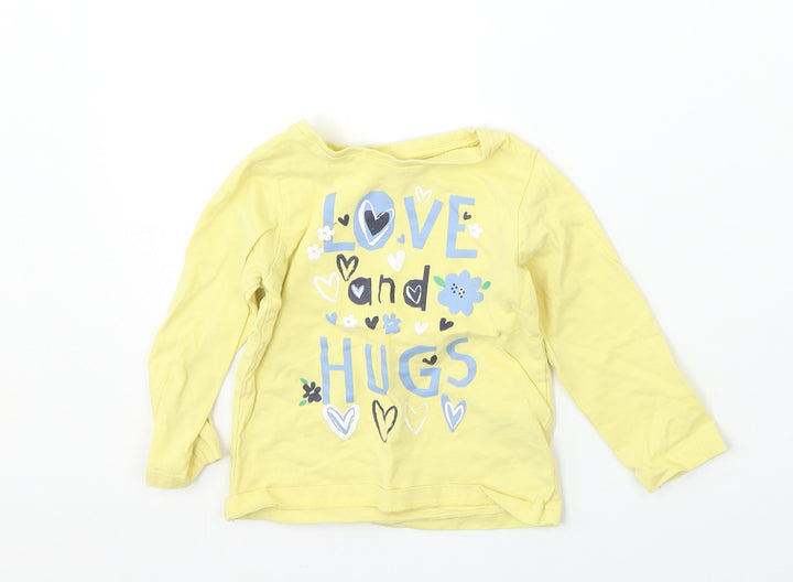 Nutmeg Girls Yellow  Cotton Basic T-Shirt Size 12 Months Round Neck