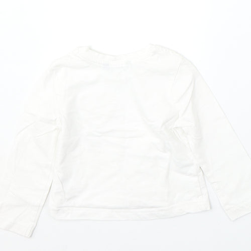George Girls White  Cotton Basic T-Shirt Size 18-24 Months Round Neck